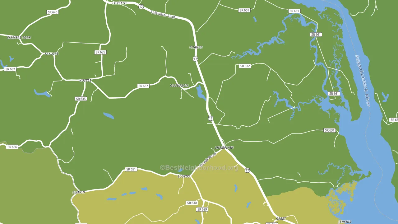 22438, VA block-group voter-turnout map