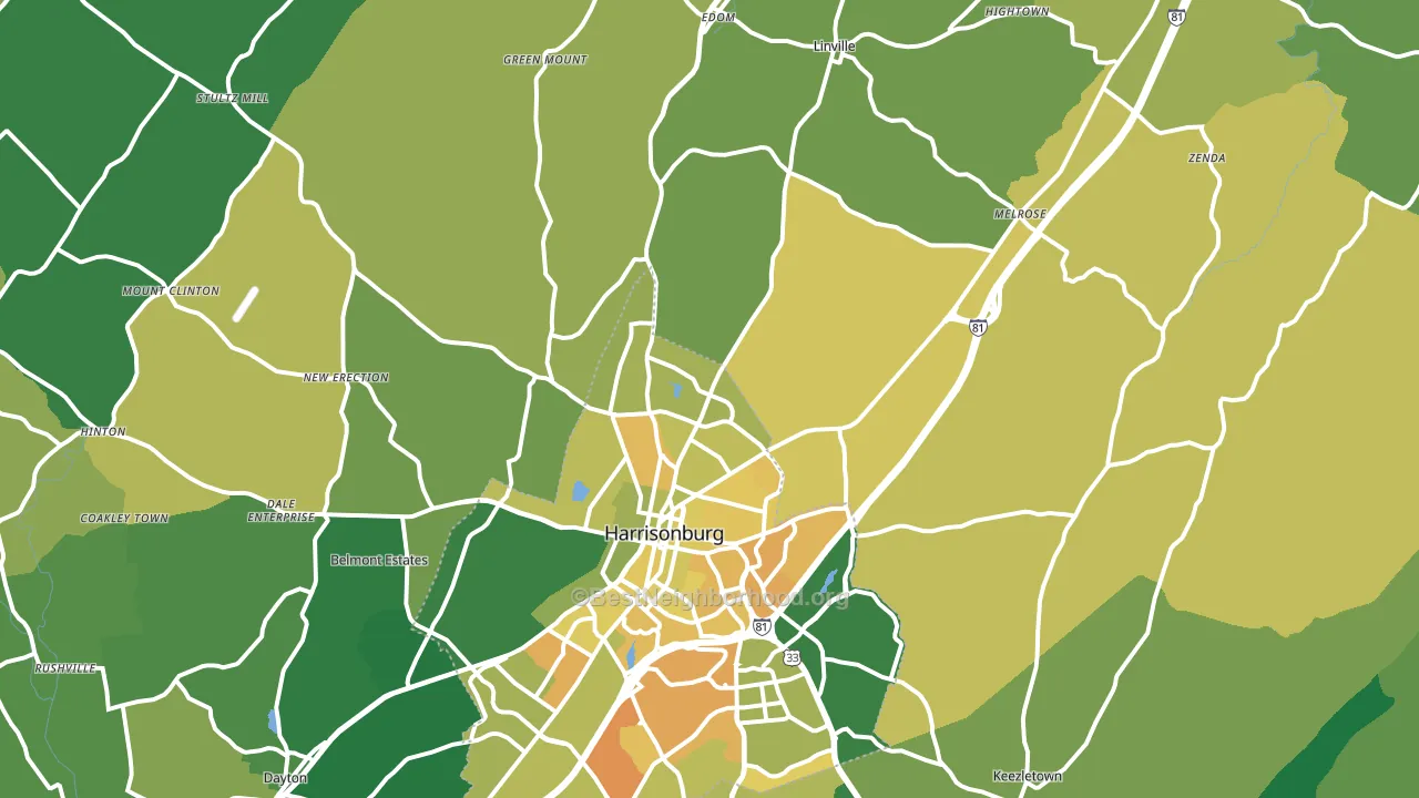 22802, VA block-group voter-turnout map