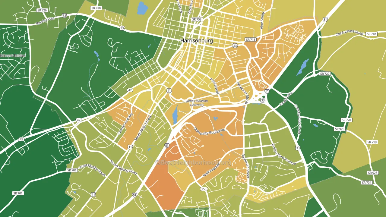 22807, VA block-group voter-turnout map