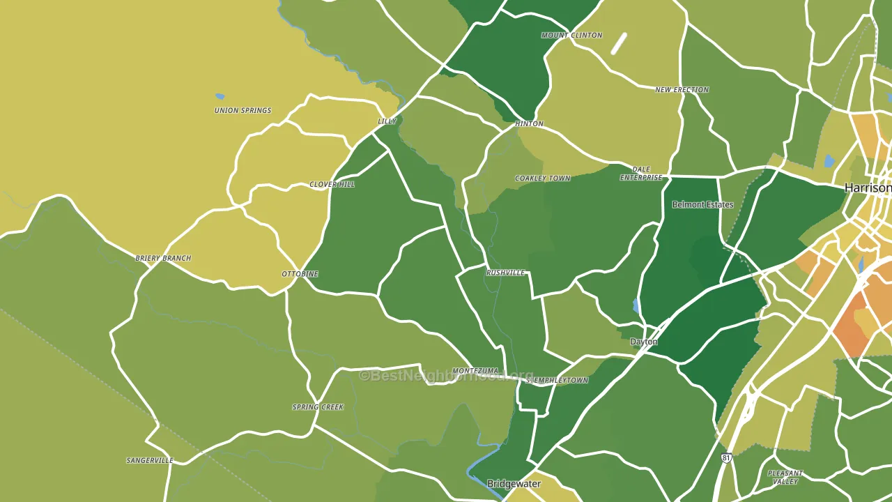 22821, VA block-group voter-turnout map