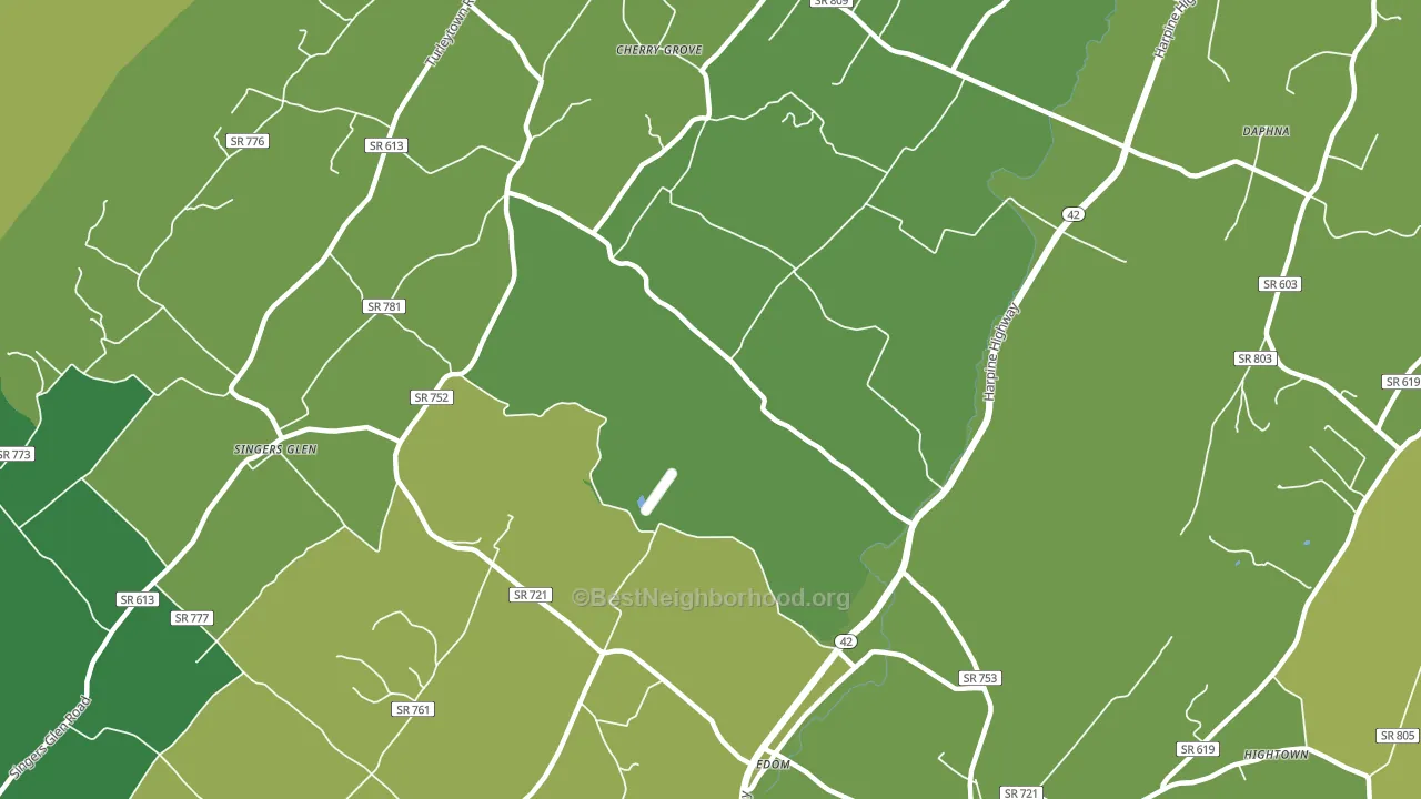 22834, VA block-group voter-turnout map