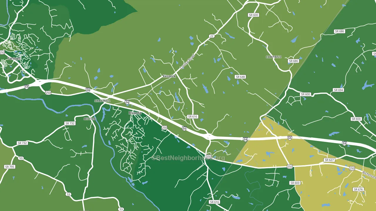 22947, VA block-group voter-turnout map