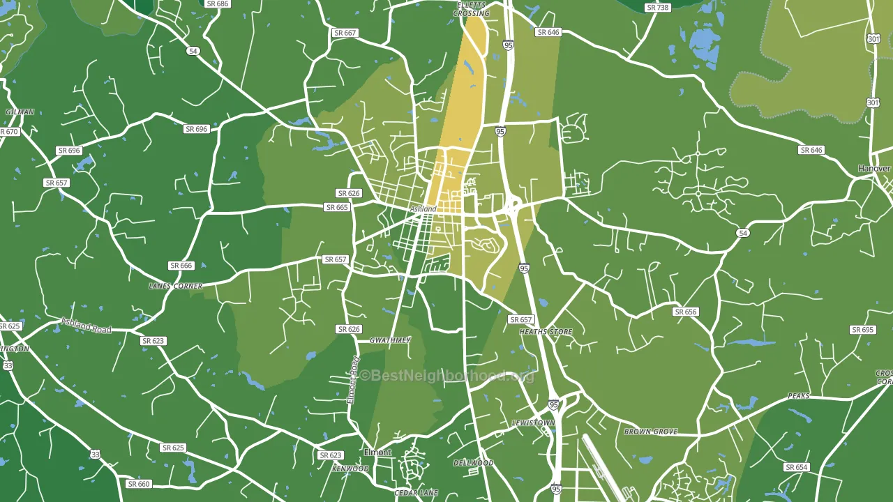 23005, VA block-group voter-turnout map