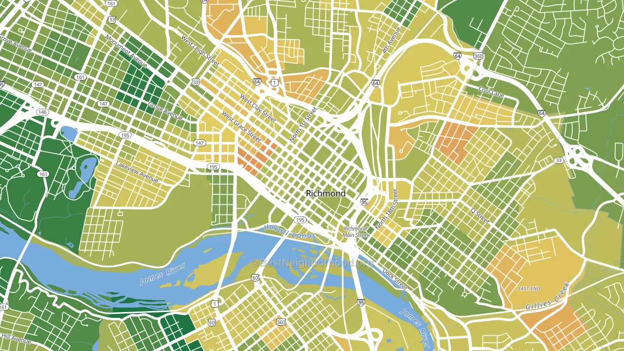 23219, VA block-group voter-turnout map