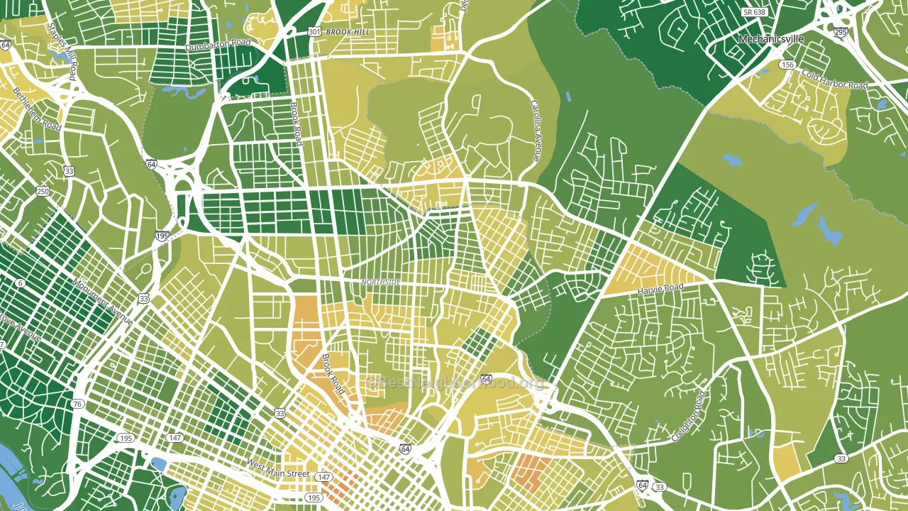 23222, VA block-group voter-turnout map