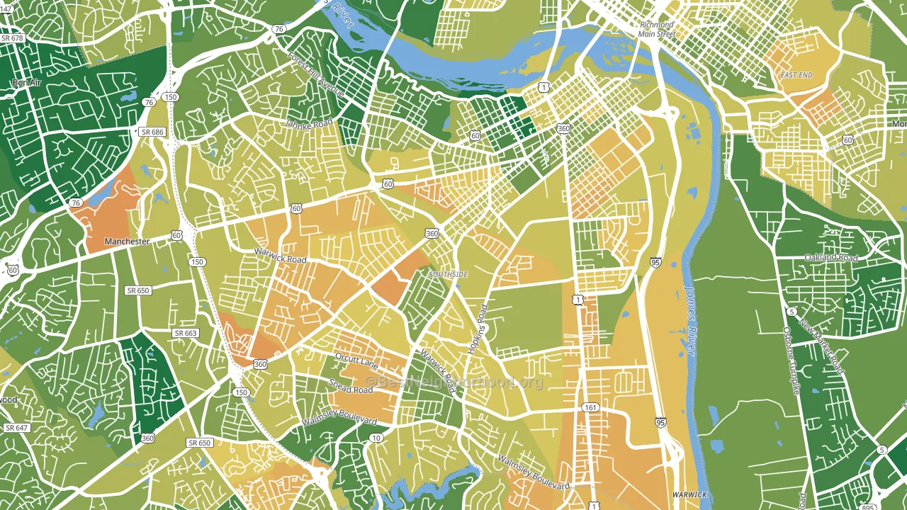 23224, VA block-group voter-turnout map