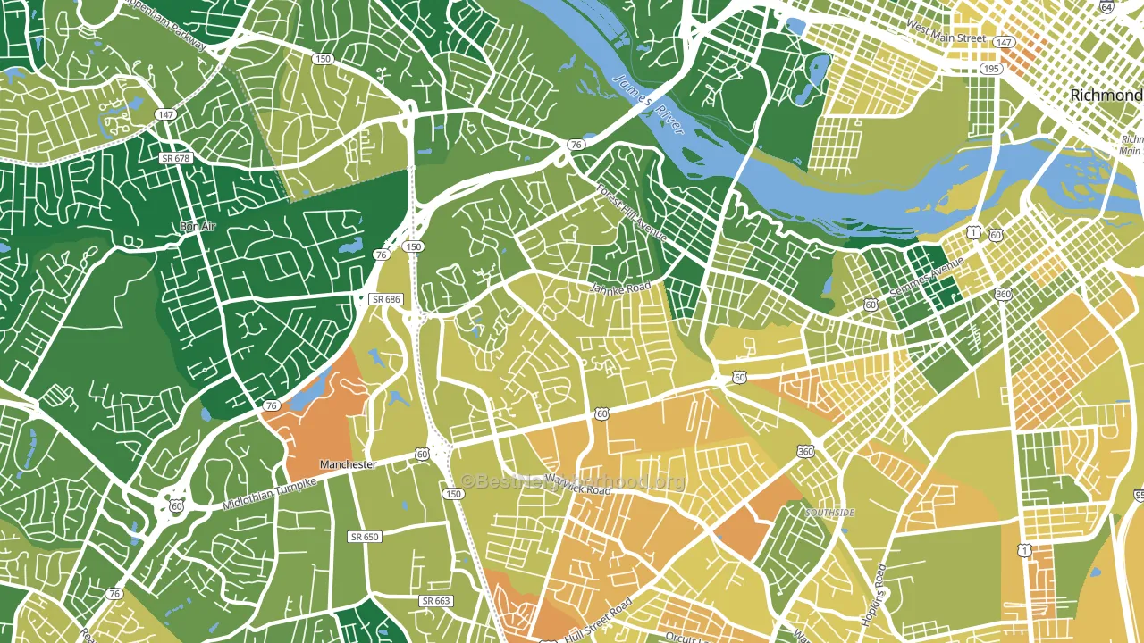 23225, VA block-group voter-turnout map