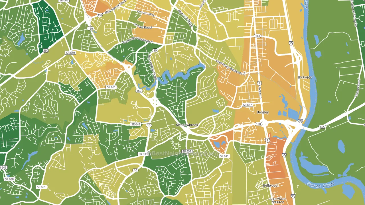23234, VA block-group voter-turnout map