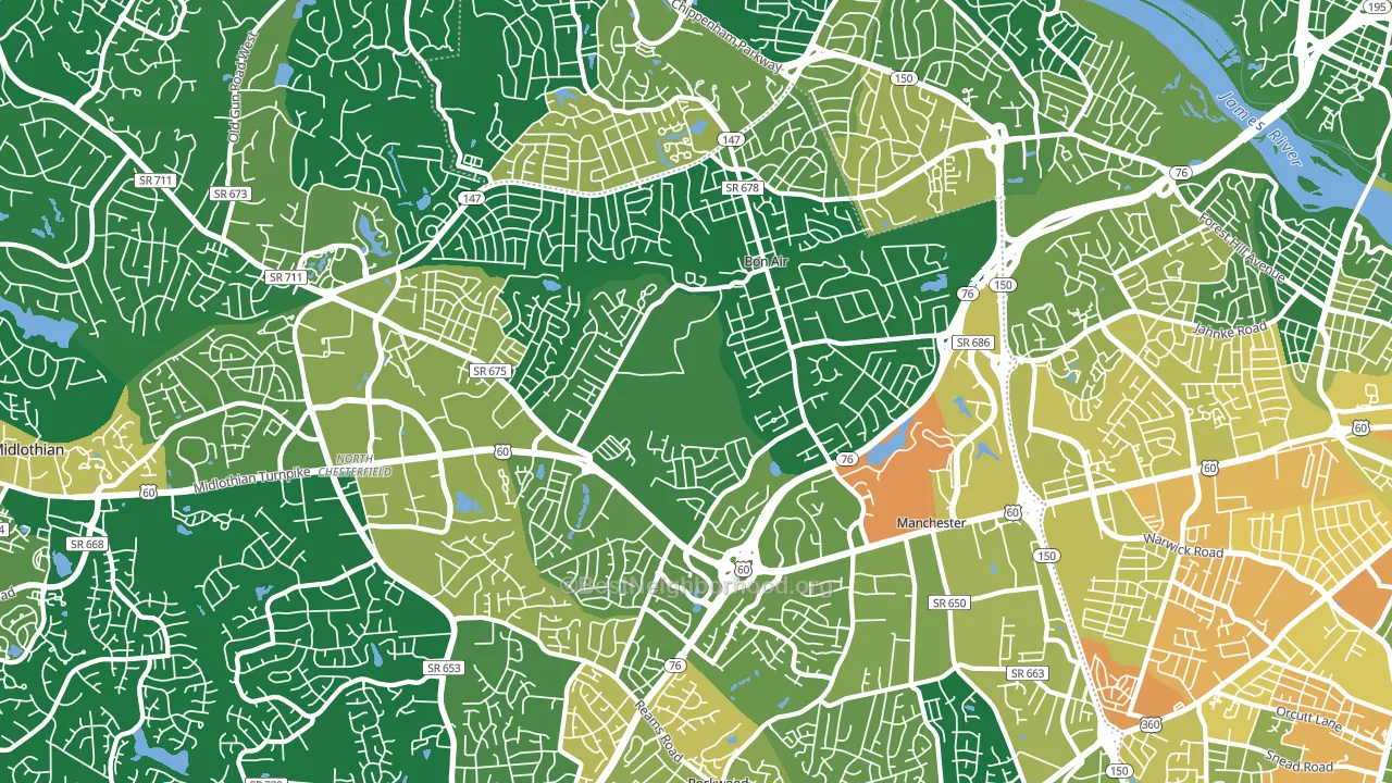 23235, VA block-group voter-turnout map
