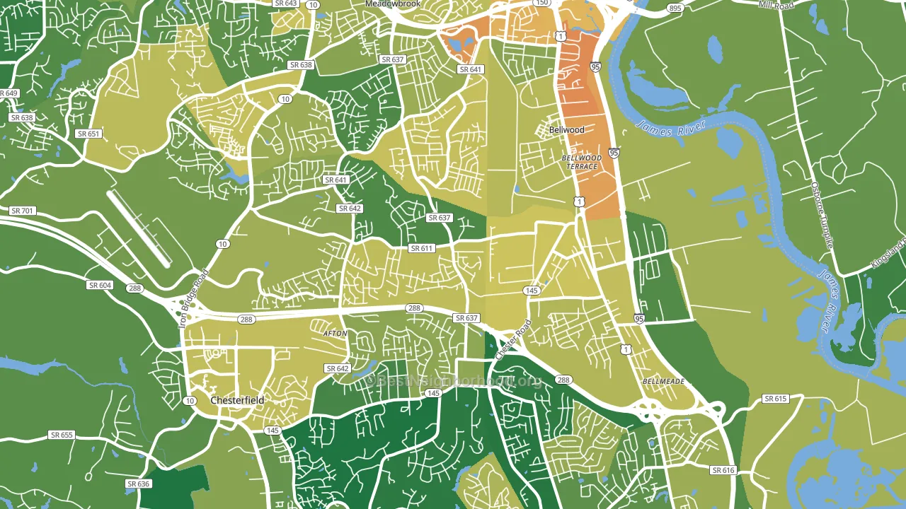 23237, VA block-group voter-turnout map