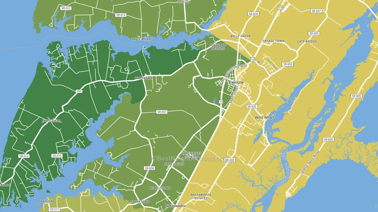 23350, VA block-group voter-turnout map