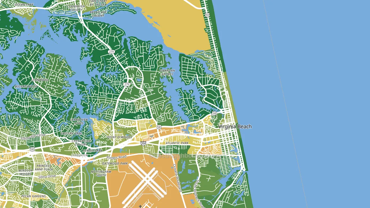 23451, VA block-group voter-turnout map