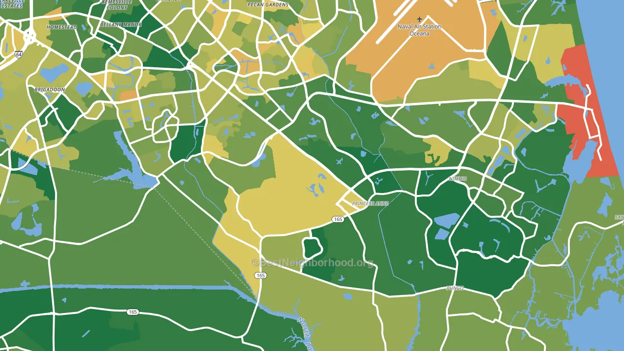23456, VA block-group voter-turnout map