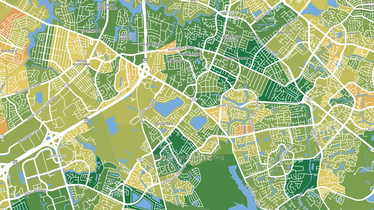 23464, VA block-group voter-turnout map