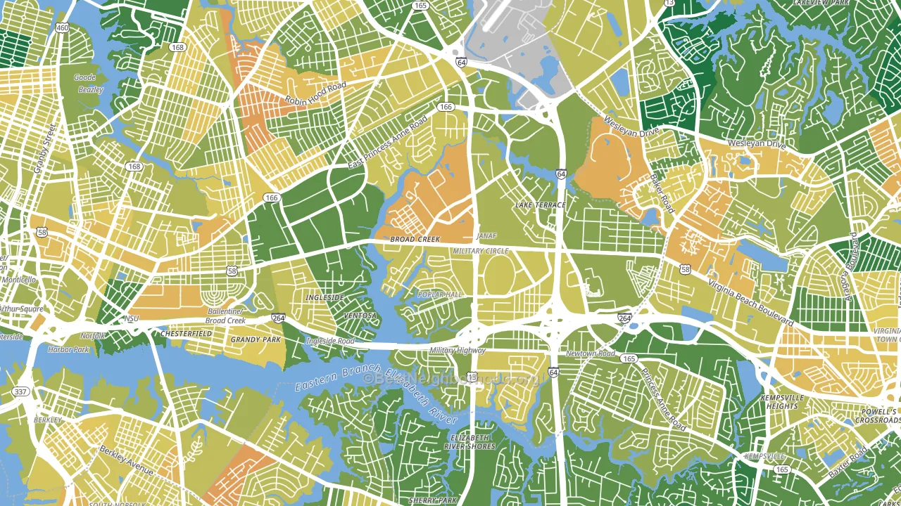 23502, VA block-group voter-turnout map