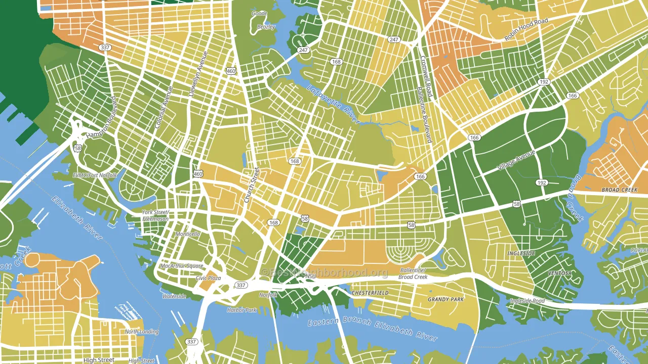 23504, VA block-group voter-turnout map