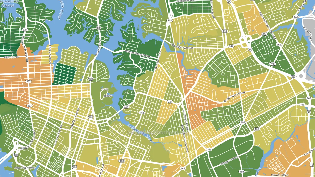 23509, VA block-group voter-turnout map