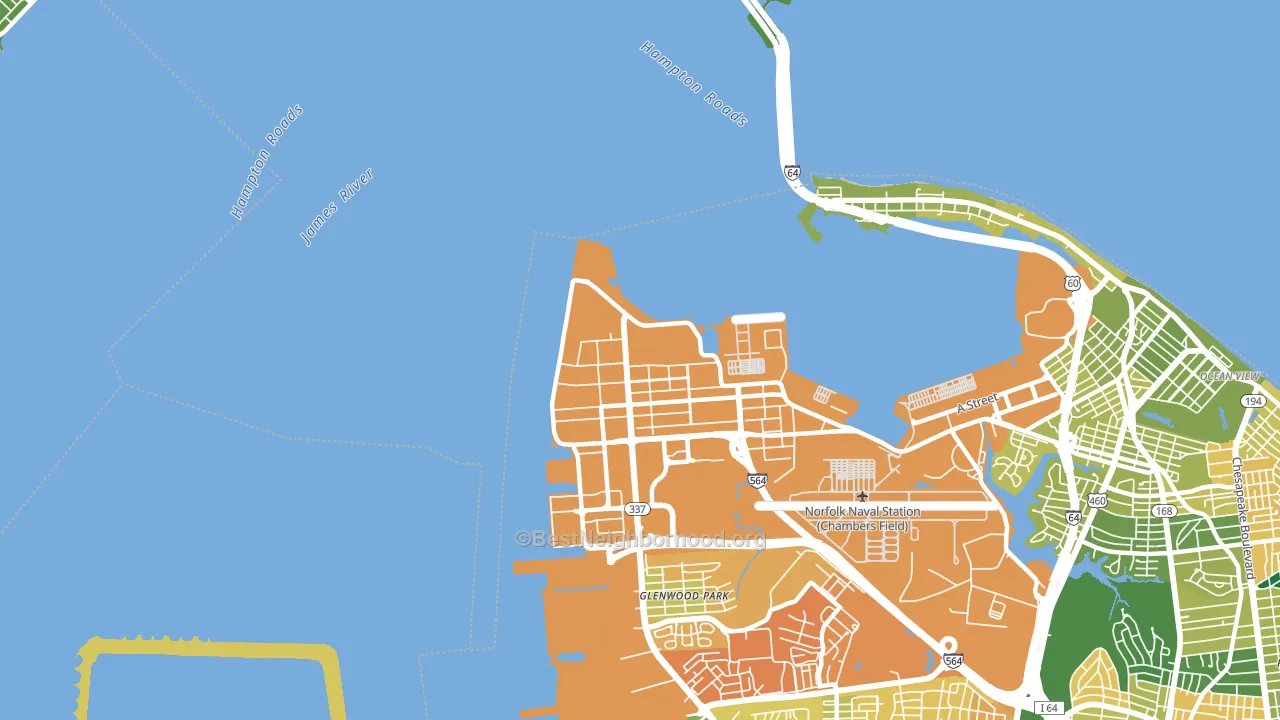 23511, VA block-group voter-turnout map