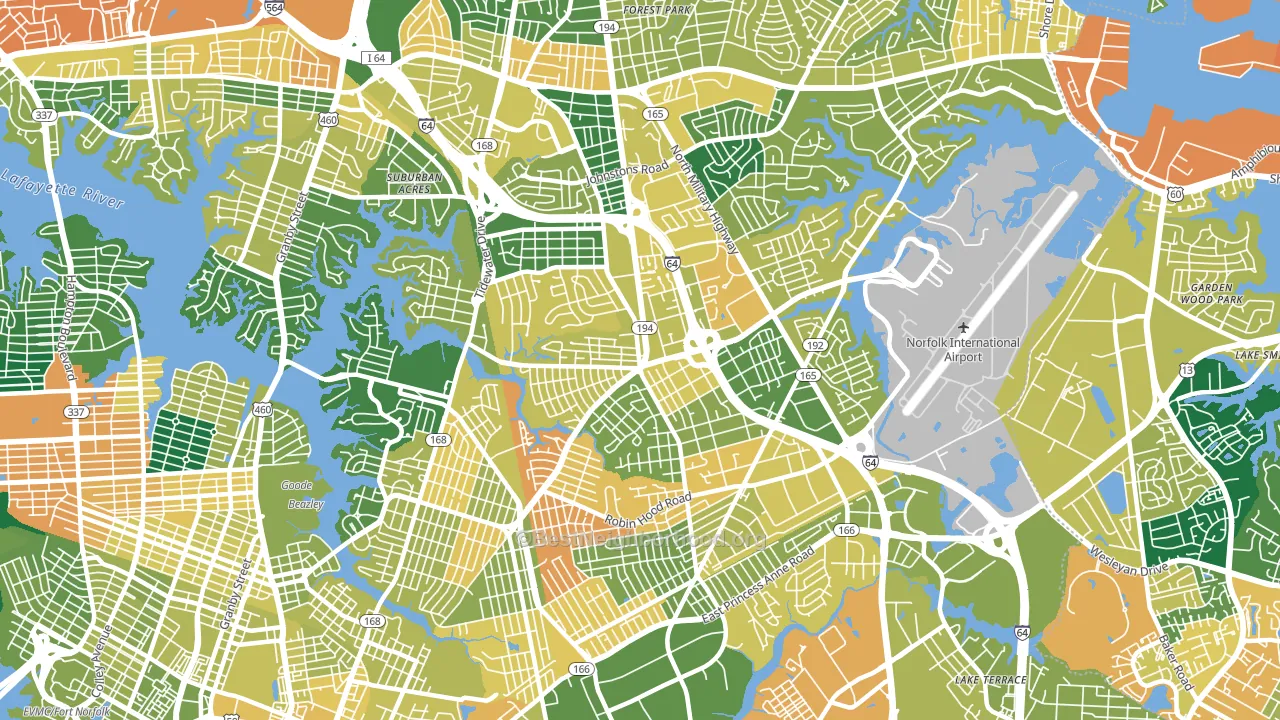 23513, VA block-group voter-turnout map
