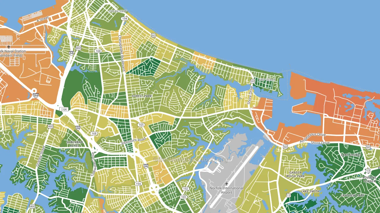 23518, VA block-group voter-turnout map