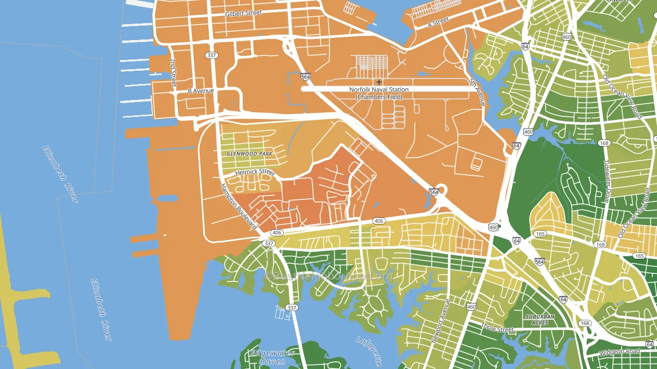 23551, VA block-group voter-turnout map