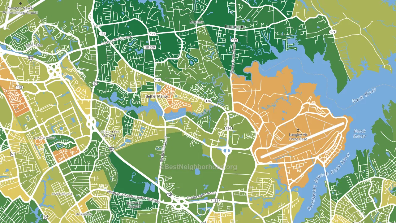 23665, VA block-group voter-turnout map