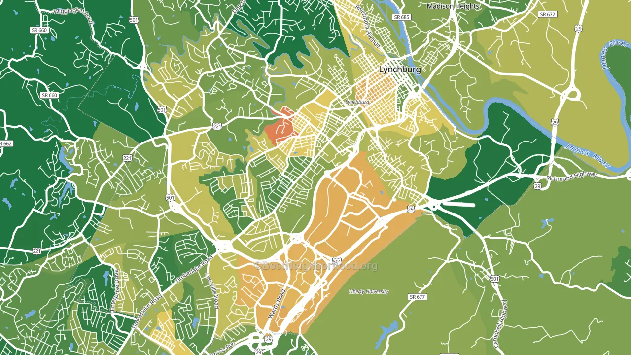 24501, VA block-group voter-turnout map