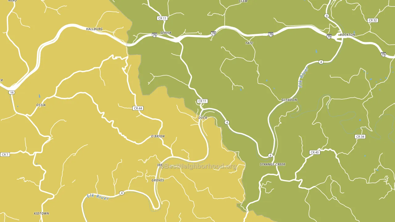 25063, WV block-group voter-turnout map
