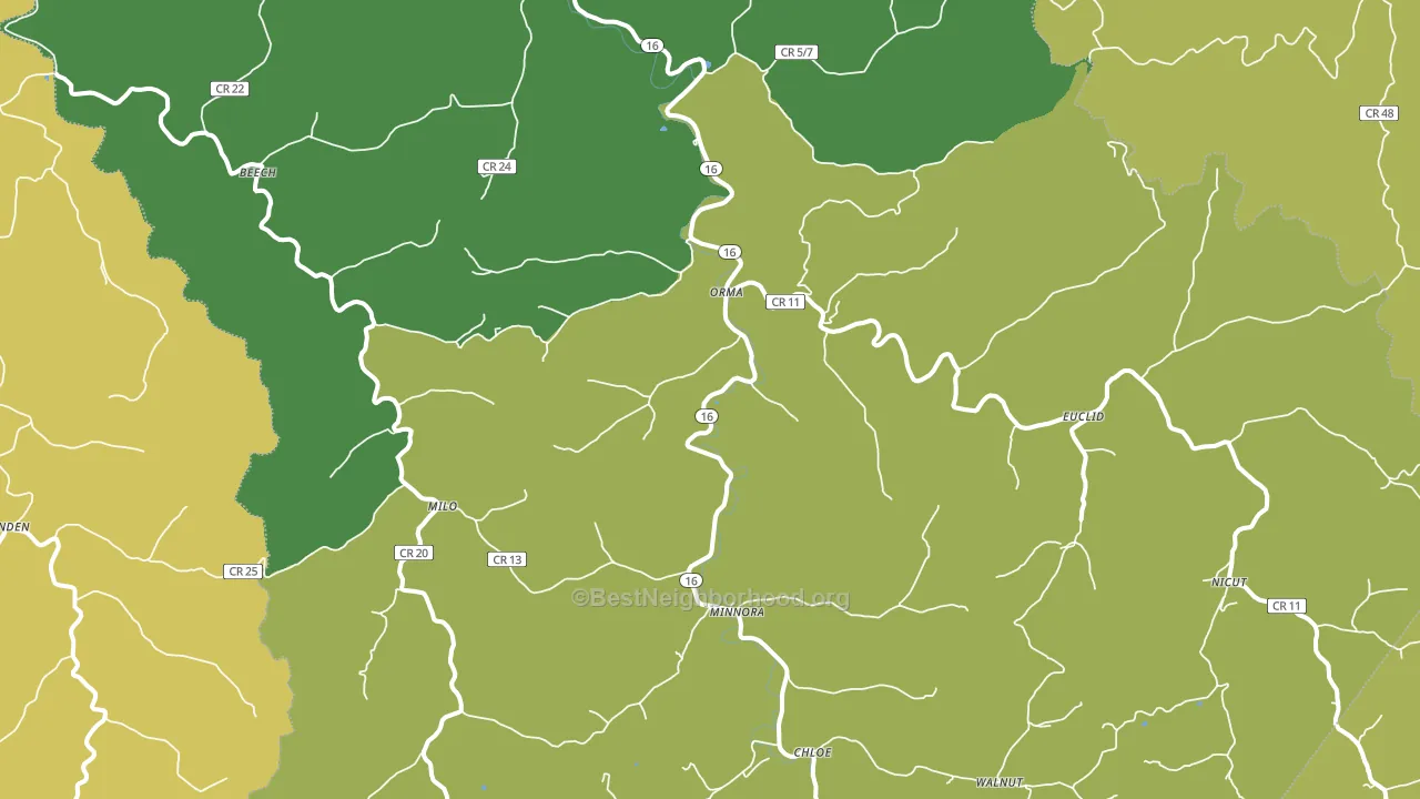 25268, WV block-group voter-turnout map