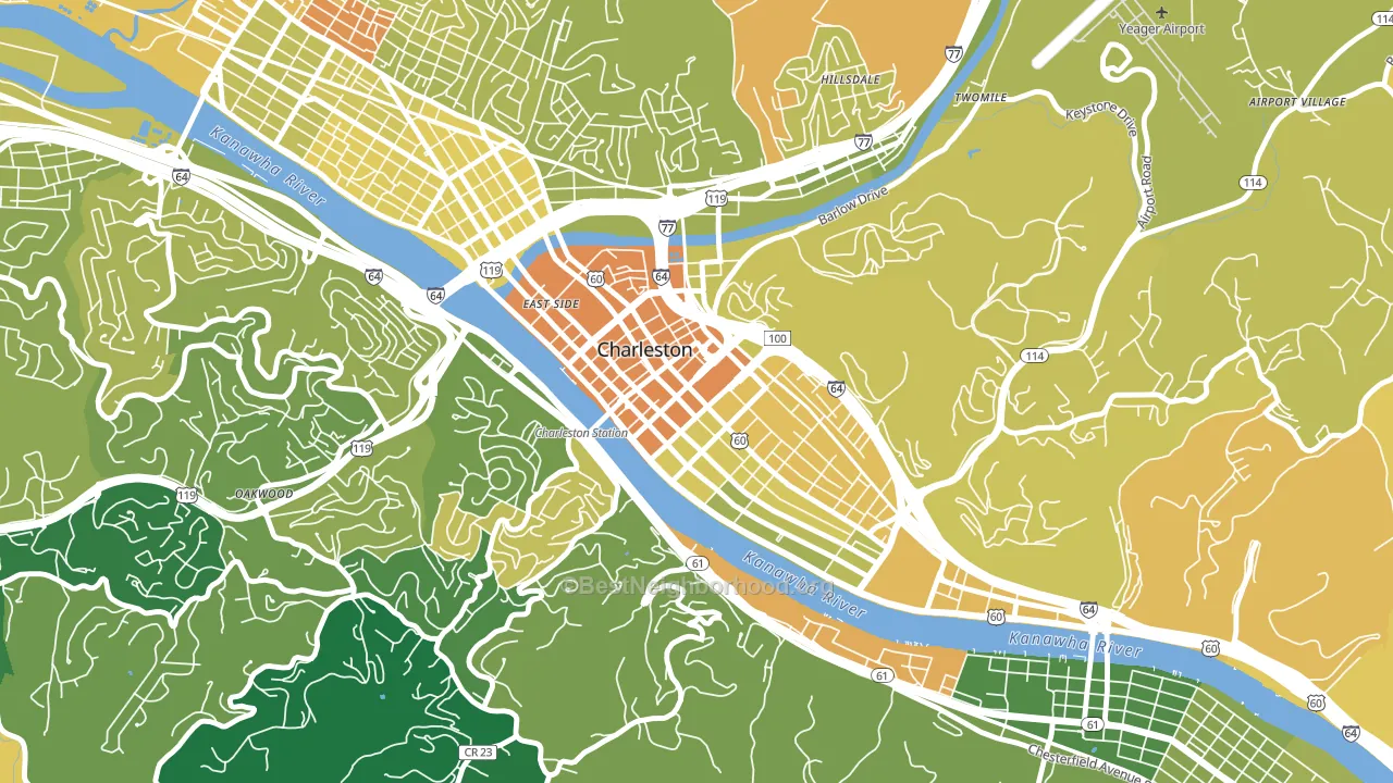 25301, WV block-group voter-turnout map
