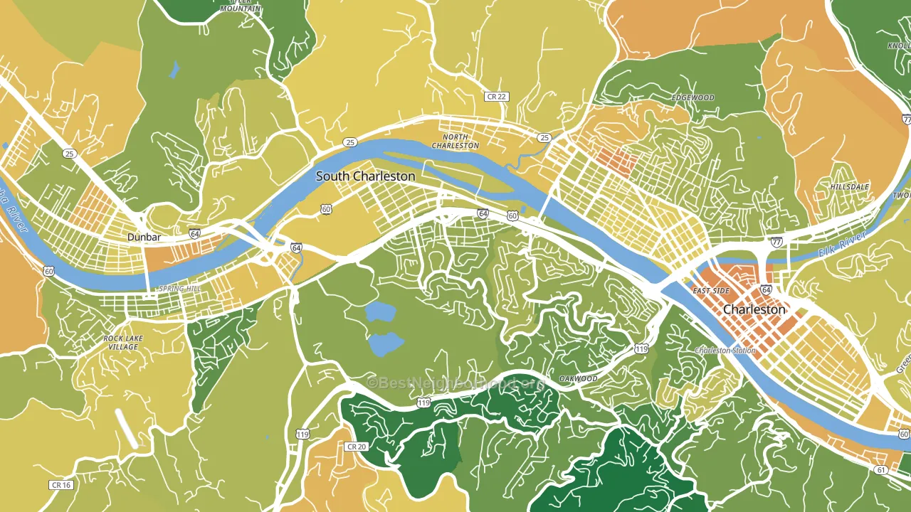 25303, WV block-group voter-turnout map