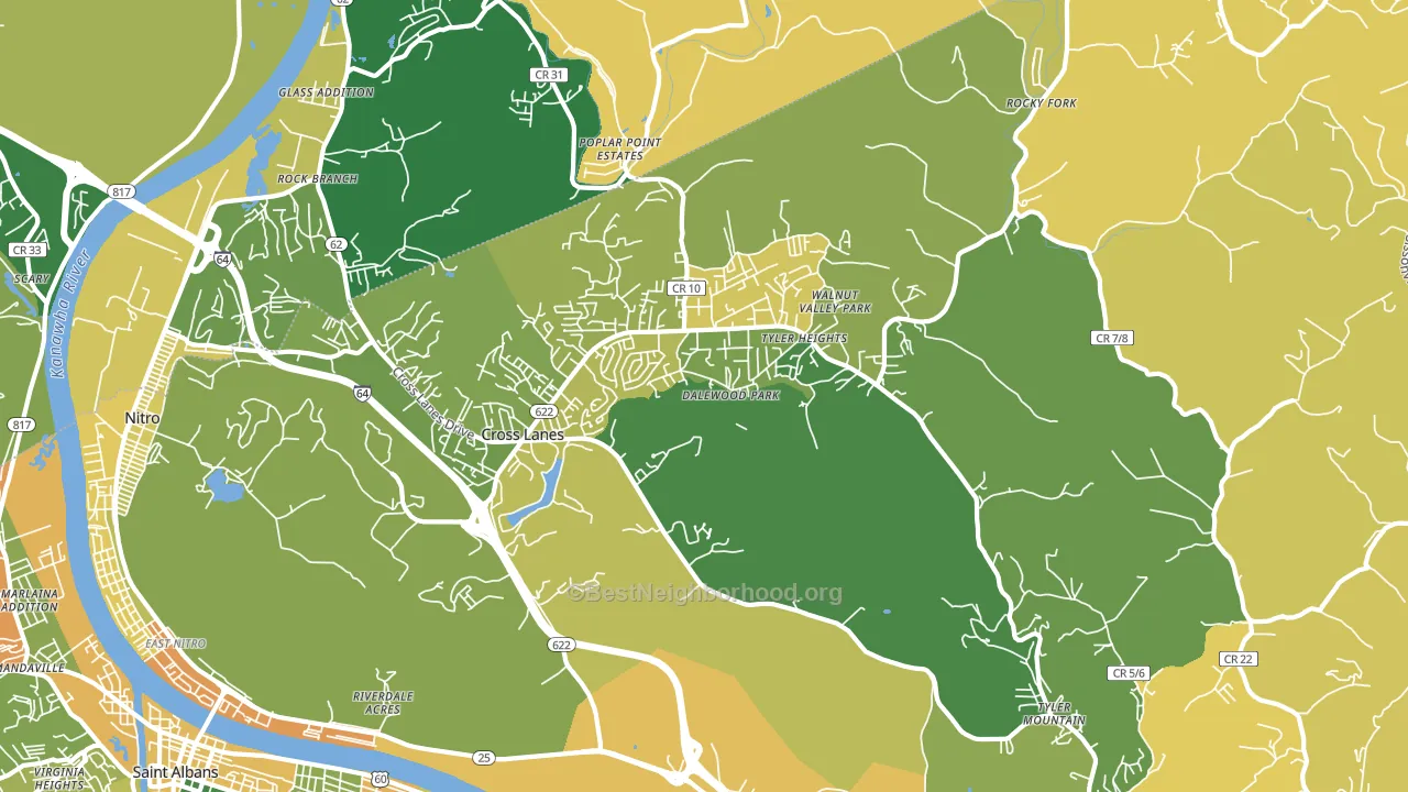 25313, WV block-group voter-turnout map