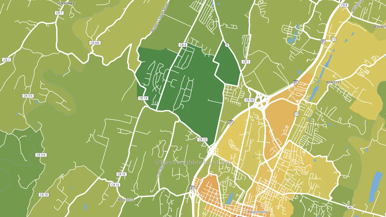 25403, WV block-group voter-turnout map