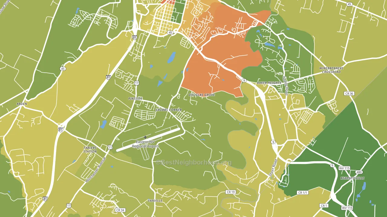 25405, WV block-group voter-turnout map