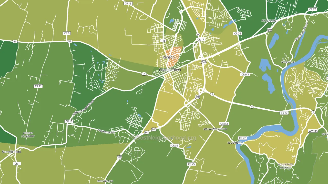 25414, WV block-group voter-turnout map