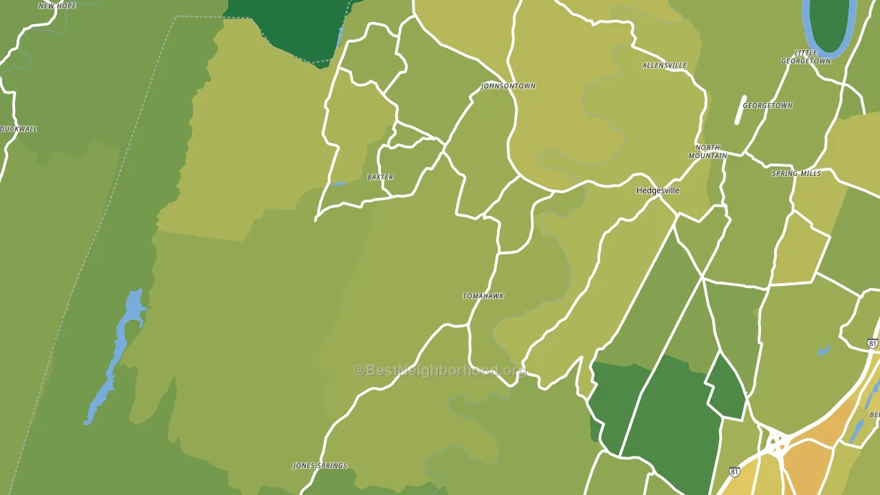 25427, WV block-group voter-turnout map