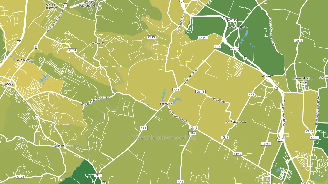 25430, WV block-group voter-turnout map