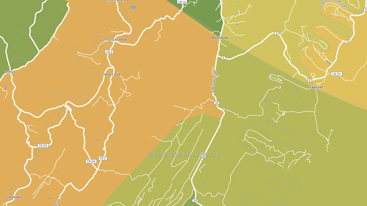 25434, WV block-group voter-turnout map