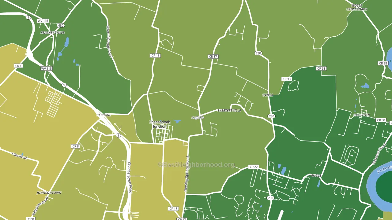 25442, WV block-group voter-turnout map