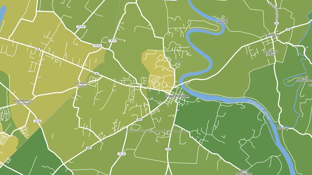 25443, WV block-group voter-turnout map