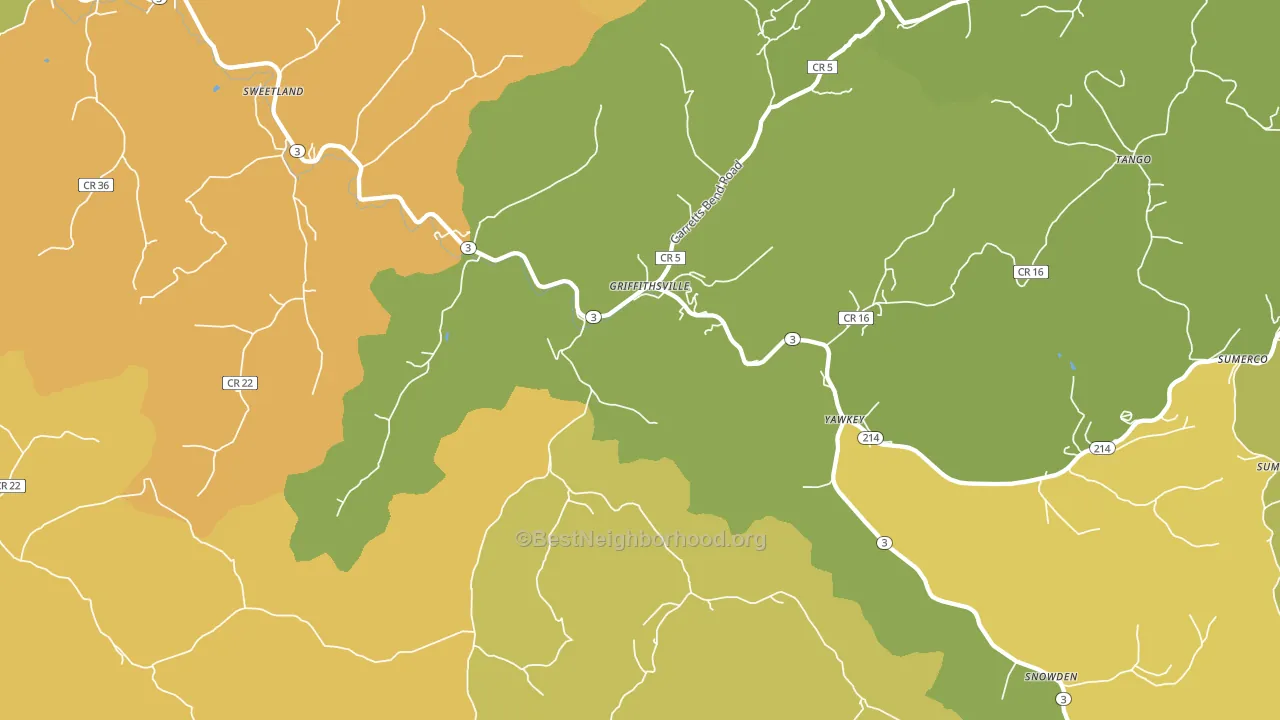 25521, WV block-group voter-turnout map