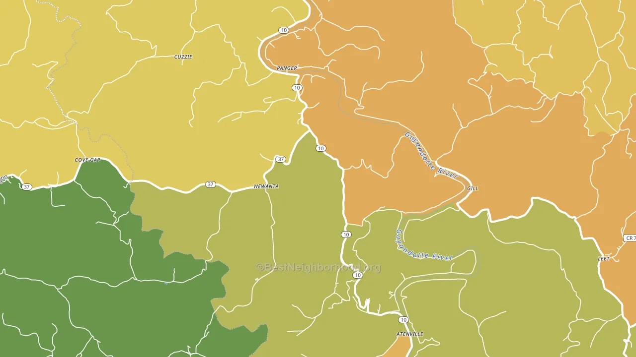 25557, WV block-group voter-turnout map