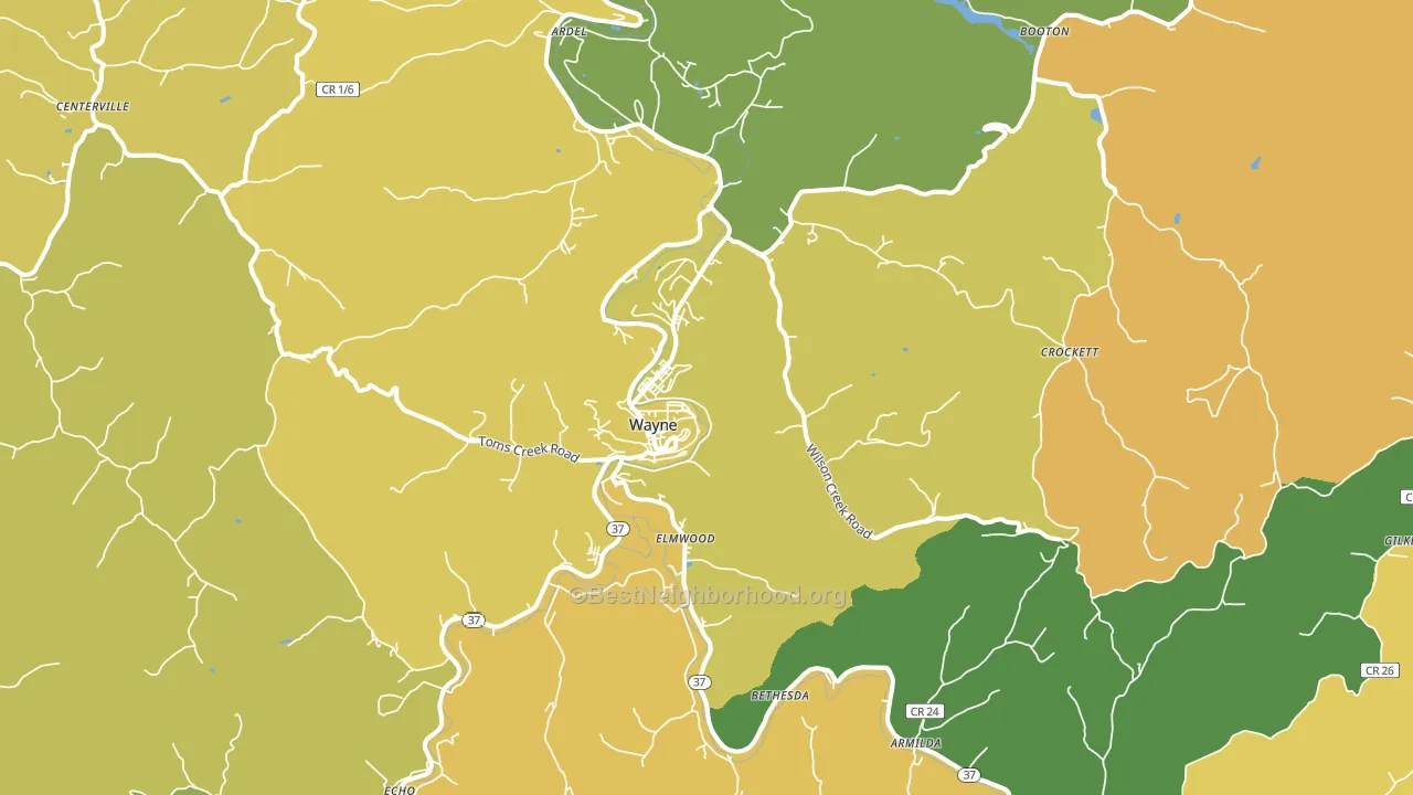 25570, WV block-group voter-turnout map