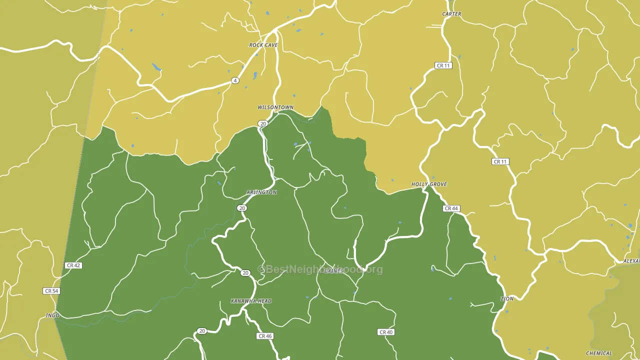 26234, WV block-group voter-turnout map
