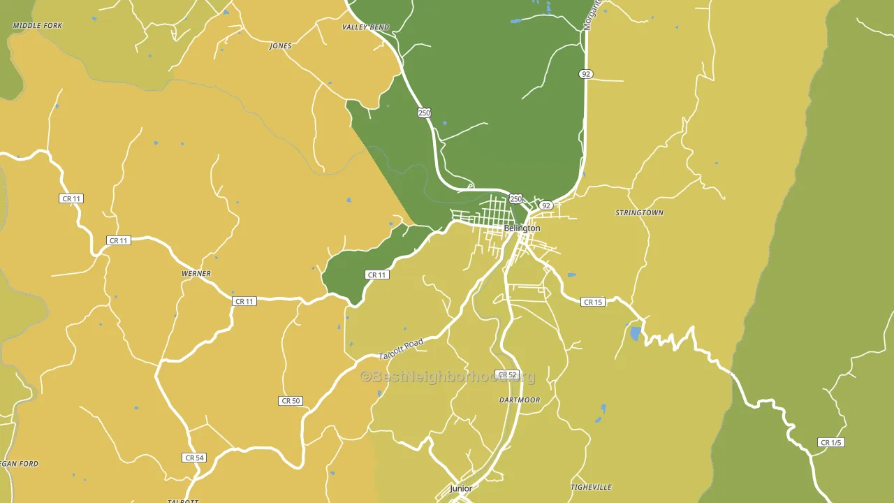 26250, WV block-group voter-turnout map