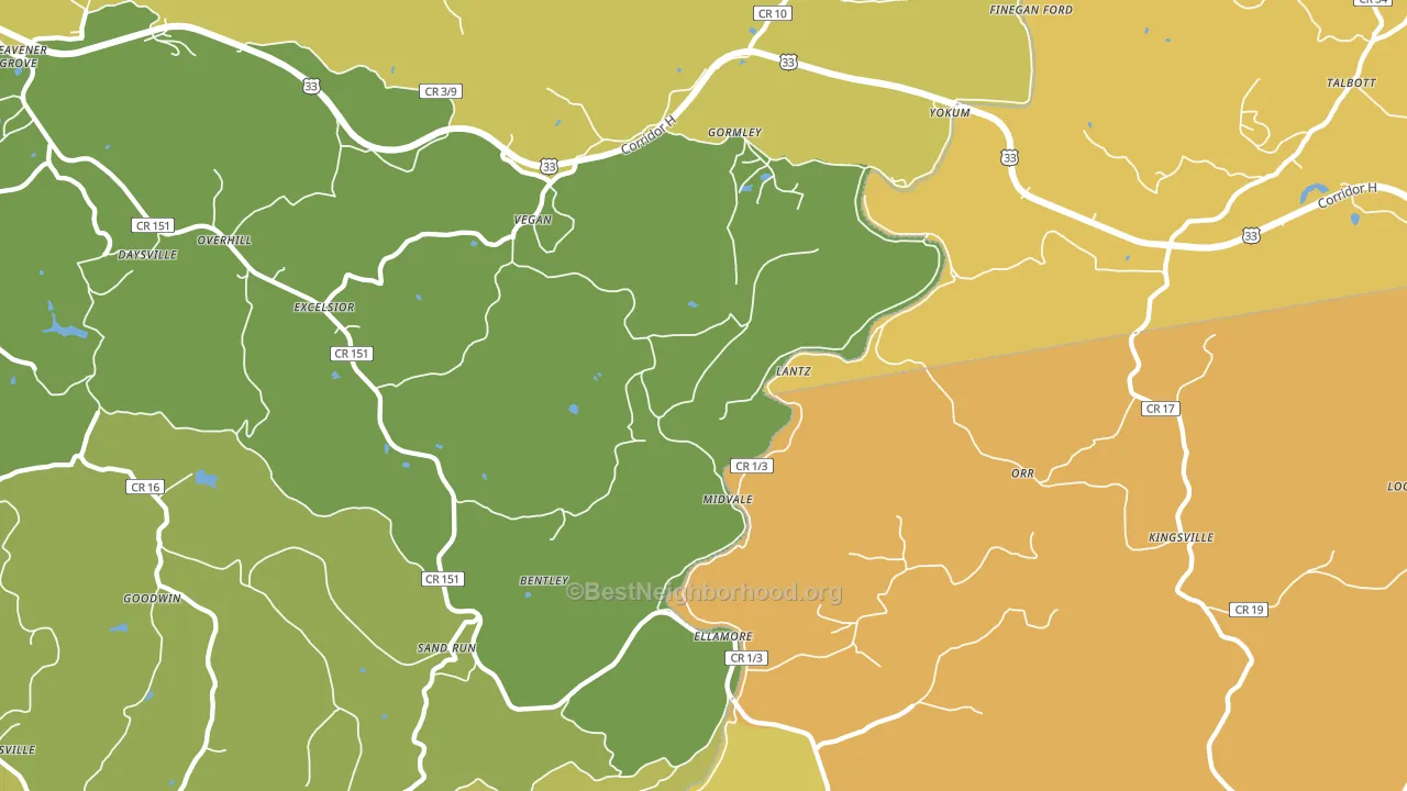 26267, WV block-group voter-turnout map