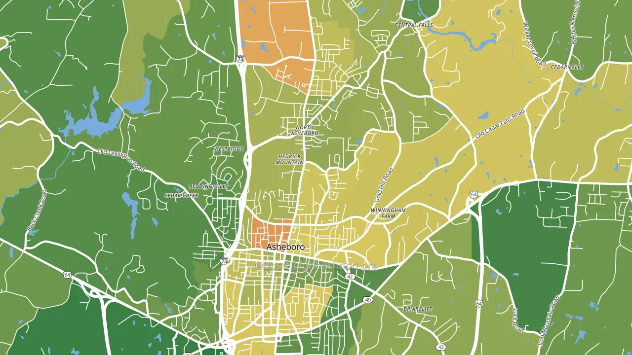 27203, NC block-group voter-turnout map