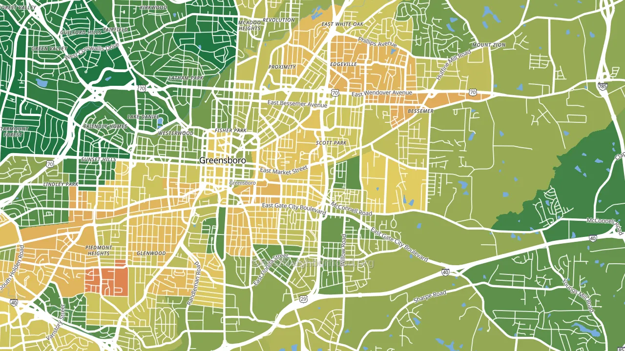 27401, NC block-group voter-turnout map