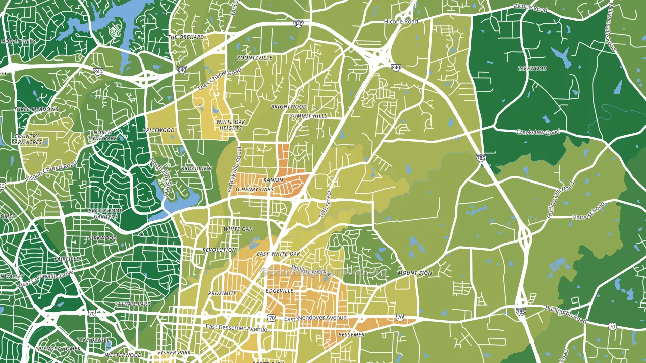 27405, NC block-group voter-turnout map