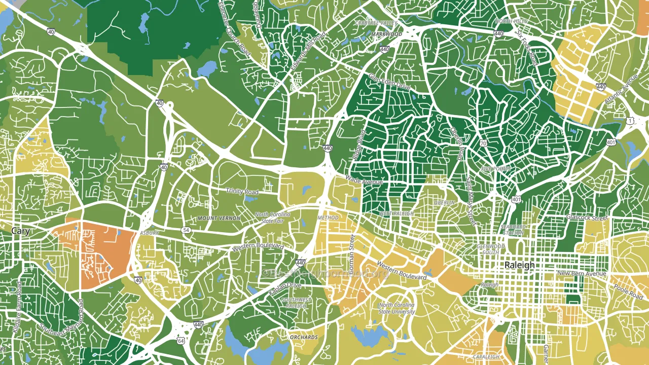 27607, NC block-group voter-turnout map